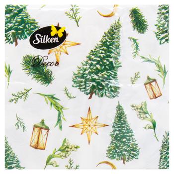 Silken Winter Christmas Tree 3-Ply Table Napkins 33x33cm 18pcs - buy, prices for MegaMarket - photo 1