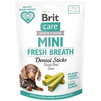 Brit Care Mini Fresh Breath Treat with Mint and Sage for Oral Care in Small Breed Dogs 120g