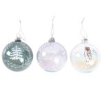 Actuel Transparent Glass Christmas Tree Ball with Pattern 7.8cm in assortment