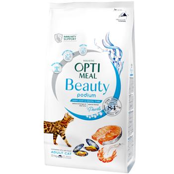 Корм сухий Optimeal Beauty Podium з морепродуктами для догляду за шерстю та зубами у дорослих котів 1,5кг - купити, ціни на MasterZoo - фото 1