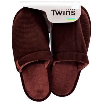 Капці чоловічі Twins 15844 HS-OZ вельвет коричневі р.44/45 - купити, ціни на Восторг - фото 1