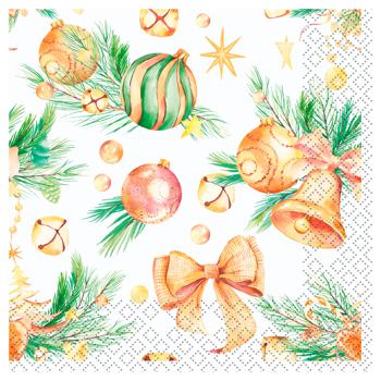 Silken Cones Champagne and Bells 3-Layer Table Napkins 33x33cm 18pcs - buy, prices for ULTRAMARKET - photo 2