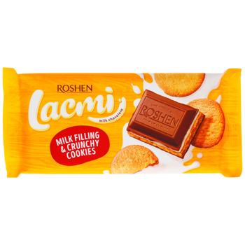 Шоколад молочный Roshen Lacmi с молочной начинкой и печеньем 100г - купить, цены на КОСМОС - фото 1
