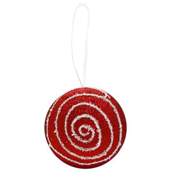 Red Christmas Tree Ball Decoration with Beaded Ribbon 8cm YE2265R - buy, prices for ULTRAMARKET - photo 1