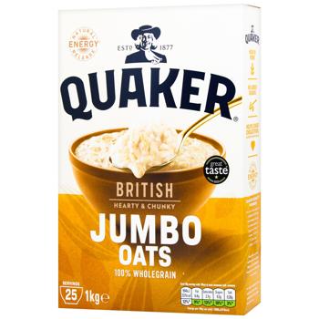 Хлопья овсяные Quaker Original Jumbo цельнозерновые 1кг - купить, цены на METRO - фото 1