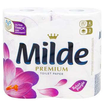 Туалетная бумага Milde Relax Purple 3-слойная 4шт - купить, цены на Чудо Маркет - фото 1