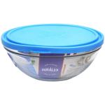 Duralex Lys Carre Round Container with Blue Lid 20.5cm 1590ml