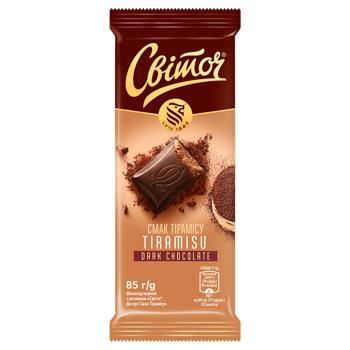Шоколад черный СВІТОЧ® Дессерт вкус Тирамису с начинкой 85г