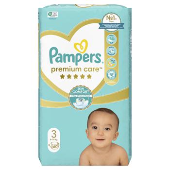 Пiдгузки Pampers Premium Care Midi 3 6-10кг 60шт - купити, ціни на Cупермаркет "Харків" - фото 2