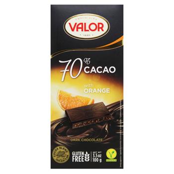 Шоколад чорний Valor з апельсином 70% 100г