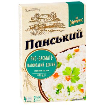 Рис Хуторок Панський Басматі шліфований довгий 400г - купити, ціни на Cупермаркет "Харків" - фото 2