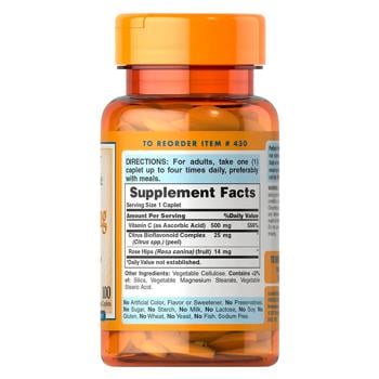 Puritan's Pride Vitamin C with Bioflavonoids and Wild Rose Hips 500mg 100 caplets - buy, prices for Biotus - photo 2