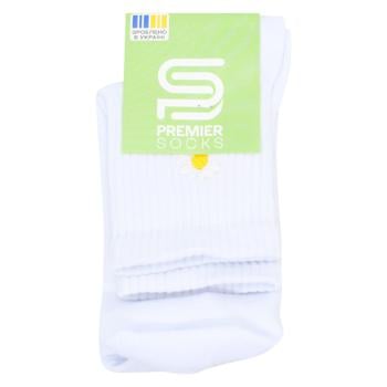 Носки Premier Socks подростковые высокие р.23-25 белый с вышивкой - купить, цены на ЕКО Маркет - фото 1