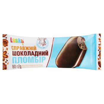 Мороженое Laska Настоящий шоколадный пломбир 80г - купить, цены на Auchan - фото 1