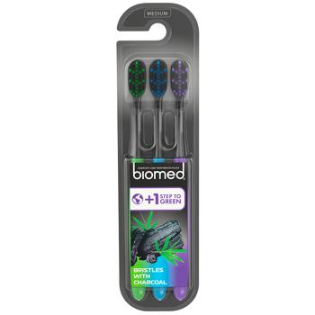 BioMed Black Toothbrush with Charcoal 3pcs - buy, prices for MegaMarket - photo 1