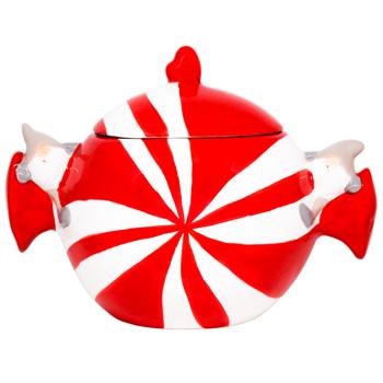 Банка для солодощів керамічна Candy 1200мл колір червоний з білим 834-434 BONADI 1 шт - купить, цены на WINETIME - фото 1