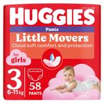 Подгузники-трусики Huggies Little Movers для девочек 3 6-11кг 58шт