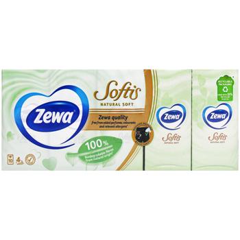Хустинки паперові Zewa Natural Soft чотирьохшарові 10*9шт - купити, ціни на КОСМОС - фото 2