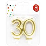 Свеча для торта Actuel цифра 30 золото