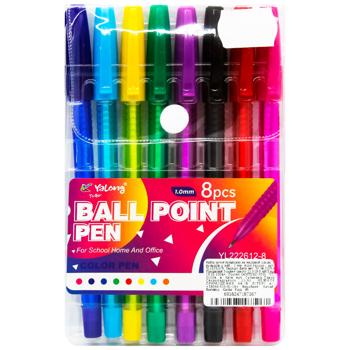 Yalong Colored Ball Pen Set 8pcs