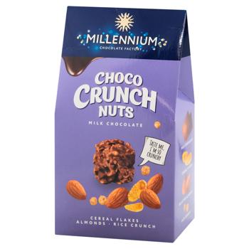 Цукерки Millennium Choco Crunch мигдаль-злакові пластівці-рисові кульки 100г