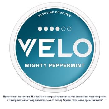 Подушечки никотиновые Velo Mighty Peppermint классический 20шт - купить, цены на Cупермаркет "Харьков" - фото 1