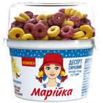 Десерт сирковий Марійка Ваніль 5% 140г + злакові кільця зі смаками полуниці та банану 15г