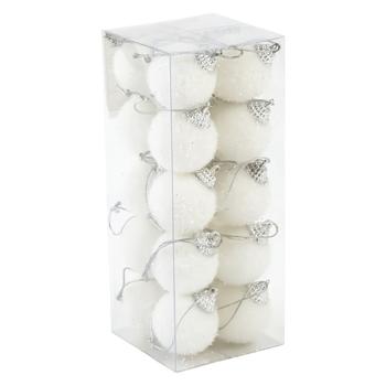 Куля ялинкова Actuel Сніжок пластик 3,8см 20шт