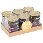 Savory Wet Food with Beef for Dogs of All Breeds 5+1pcs x 400g
