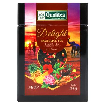 Чай черный Qualitea Delight Black tea Rose Petals & Fruit Pieces 100г - купить, цены на КОСМОС - фото 2