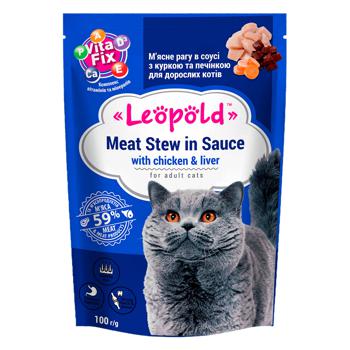 Leopold Cats Feed Stew with Chicken and Liver in Sauce 100g - buy, prices for Ideal - photo 1
