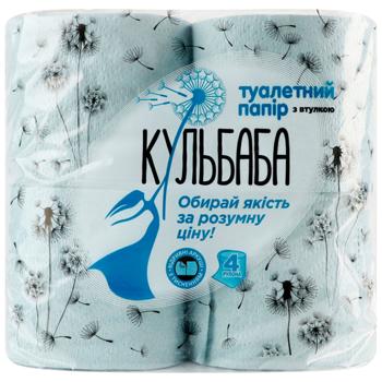 Туалетний папір Кульбаба 1-шаровий 4шт