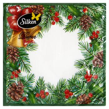 Серветки столові Silken Новорічна серветка 2-шарові 33*33см 12шт - купити, ціни на - фото 3