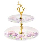 Alba Ceramic Irises Two-Level Dish 19cm and 26cm