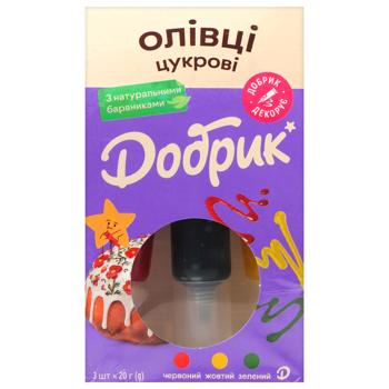 Dobryk Sugar Pencils Food Coloring Set 3pcs*20g - buy, prices for COSMOS - photo 1