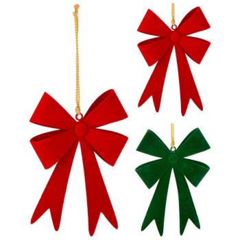 Red/Green Bow Pendant 12.3x1.2x9cm