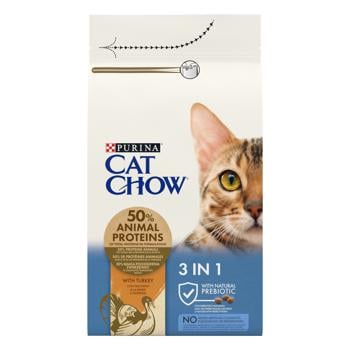 Корм сухий Cat Chow Feline 3in1 з індичкою для дорослих котів 1,5кг - купити, ціни на MasterZoo - фото 3