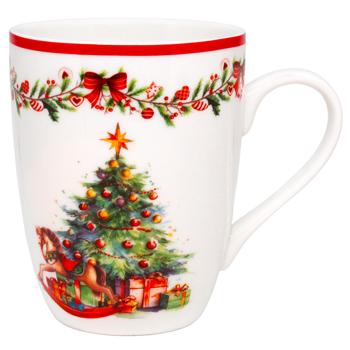 Кухоль порцеляновий Різдвяна ялинка 350мл 498-325 BONADI 1 шт - купить, цены на WINETIME - фото 1