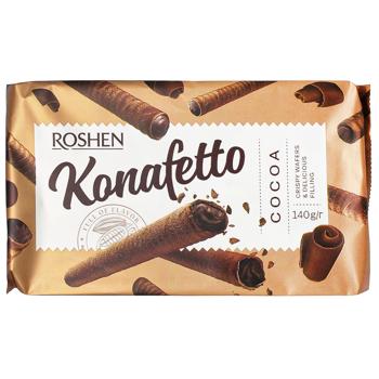 Трубочки вафельные Roshen Konafetto Cocoa 140г - купить, цены на Чудо Маркет - фото 1