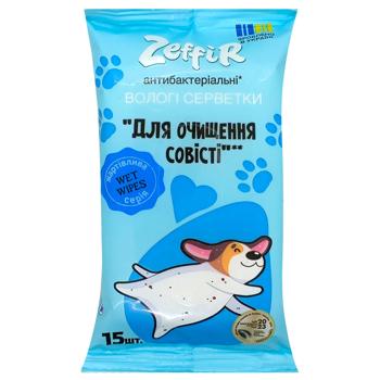 Салфетки влажные Zeffir Для очистки совести антибактериальные 15шт - купить, цены на Чудо Маркет - фото 1