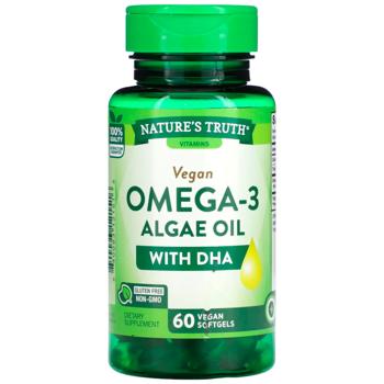 Омега-3 з олії з водоростей з ДГК, Vegan Omega-3 Algae Oil, Nature's Truth, веган, 60 веганських гелевих капсул - купити, ціни на Біотус - фото 1