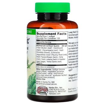 Тоник для легких, Lung Tonic, Herbs Etc., без спирта, 120 капсул - купить, цены на Biotus - фото 2