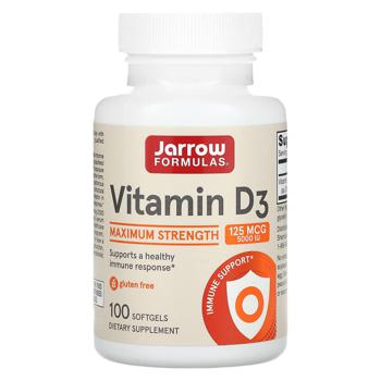 Вітамін Д3, Vitamin D3, Jarrow Formulas, 5000 МО, 100 капсул