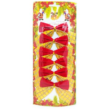 Set of Red and Gold Bows 6pcs 8*8cm