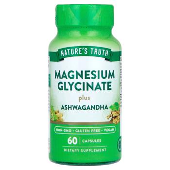 Магній гліцинат плюс ашваганда, Magnesium Glycinate Plus Ashwagandha, Nature's Truth, 60 капсул - купить, цены на Biotus - фото 1