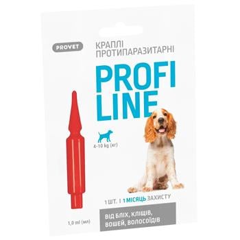 Краплі на холку ProVET Profiline для собак від 4 до 10кг від зовнішніх паразитів 1 піпетка - купити, ціни на MasterZoo - фото 1