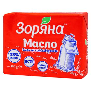 Масло Зоряна Селянське сладкосливочное 73% 180г - купить, цены на ЕКО Маркет - фото 1