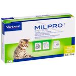 Таблетки для кошек Virbac Milpro от 0,5 до 2кг для лечения гельминтозов 4 мг/10 мг 4шт