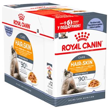 Корм вологий Royal Canin Care Hair & Skin для здоров'я шкіри та шерсті котів 9+3шт х 85г - купити, ціни на MasterZoo - фото 1