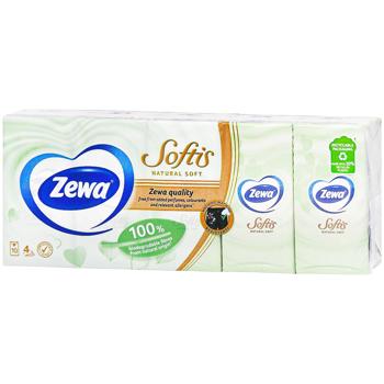 Хустинки паперові Zewa Natural Soft чотирьохшарові 10*9шт - купити, ціни на КОСМОС - фото 1